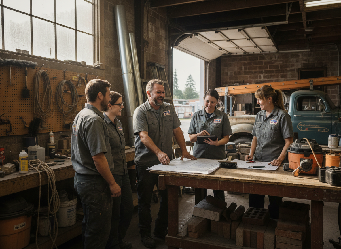 The DraftSafe Masonry team at work in Gresham